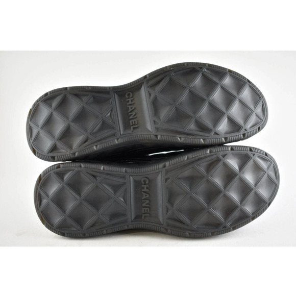 Chanel 21K Mens Black Grey CC Logo Lace Up Tie Low Top Trainer Sneaker 44 11 - Picture 10 of 10